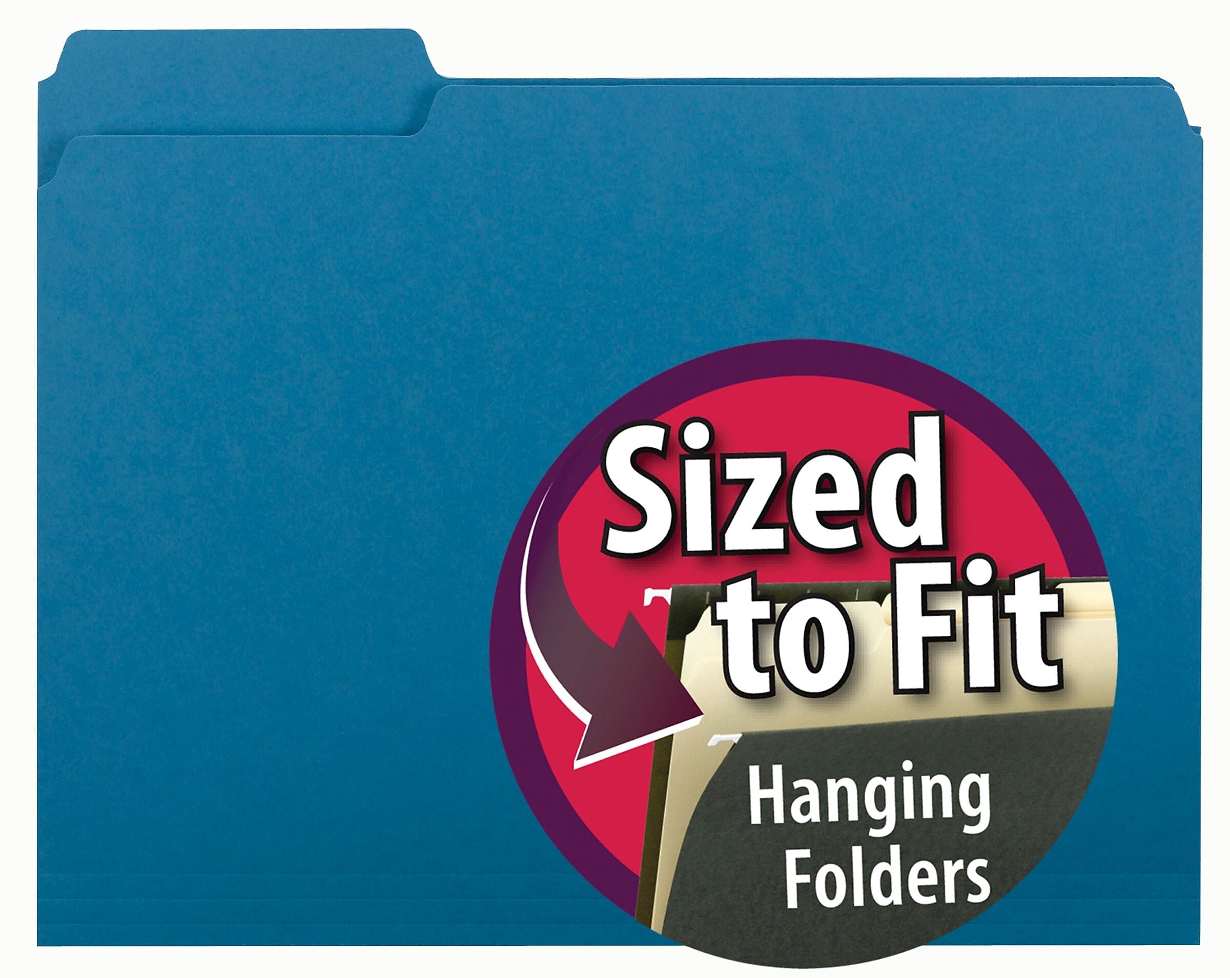 Smead Interior File Folder, 3 Tab, Letter Size, Sky Blue, 100/BX (10287)