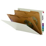 Smead 60% Recycled SafeSHIELD End Tab Classification Folder, 2-Dividers, 2" Expansion, Legal Size, Gray/Green, 10/Box (29710)