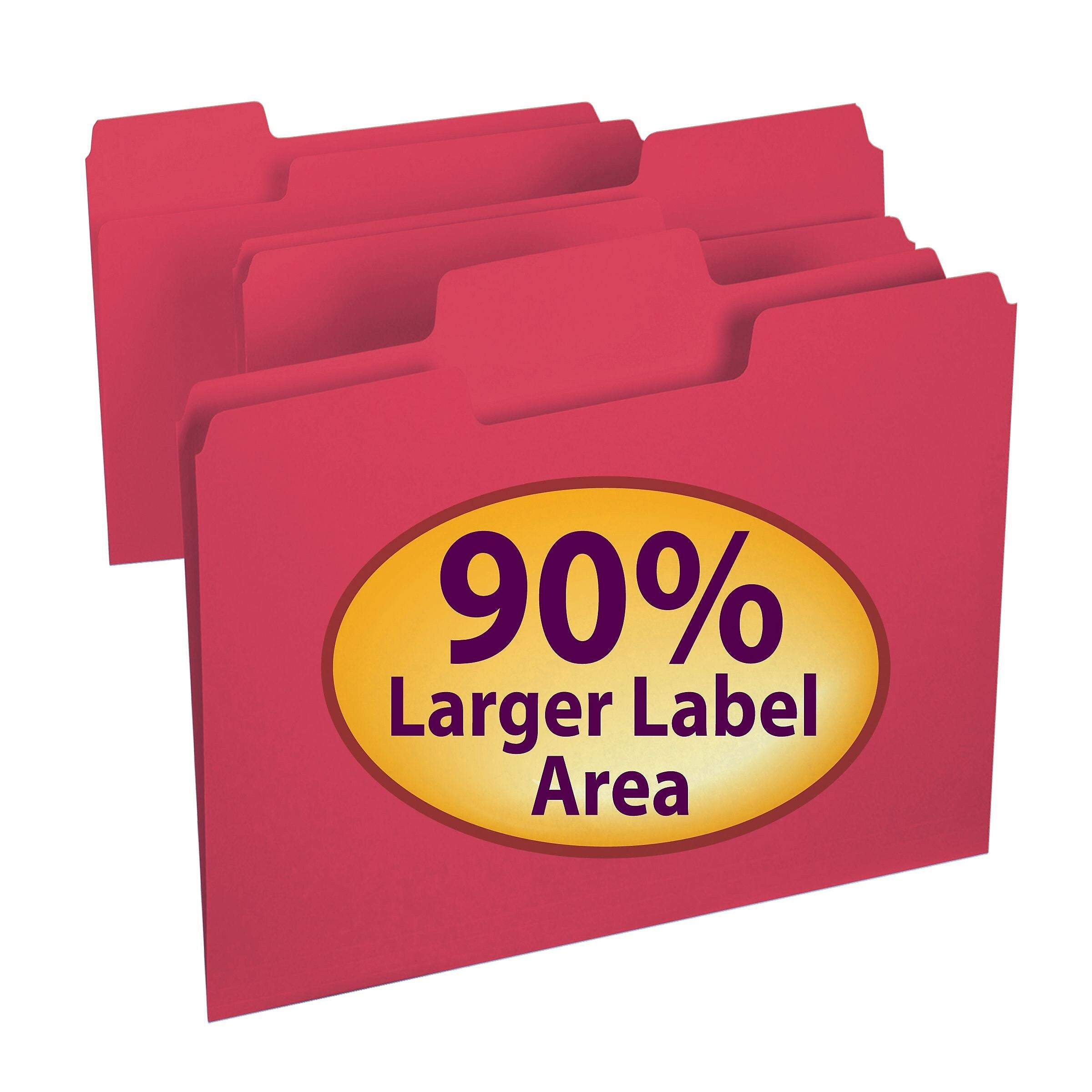 Smead SuperTab File Folder, 3 Tab, Letter Size, Red, 100/Box (11983)