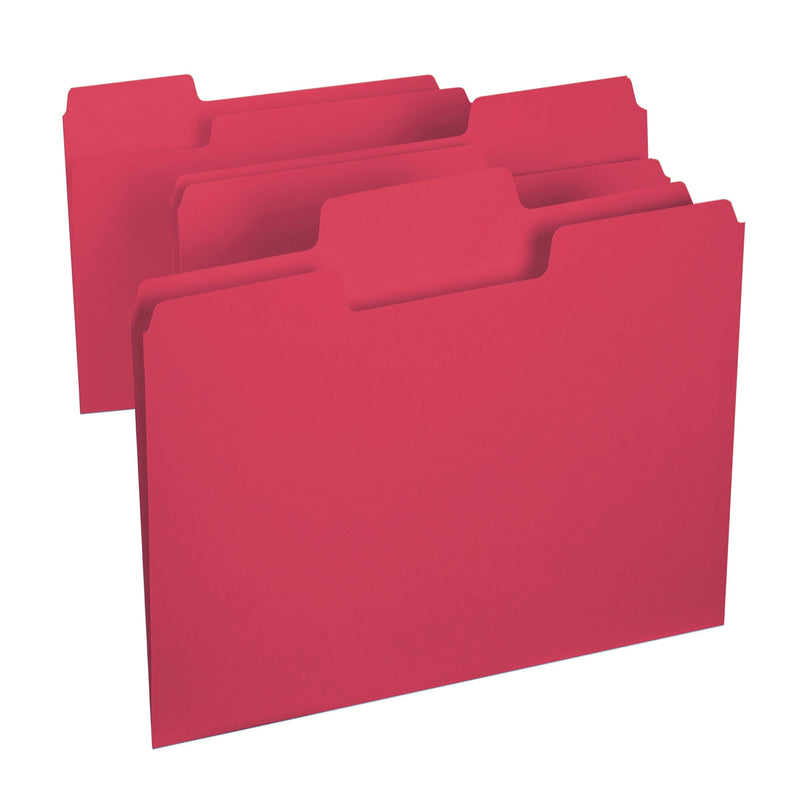 Smead SuperTab File Folder, 3 Tab, Letter Size, Red, 100/Box (11983)