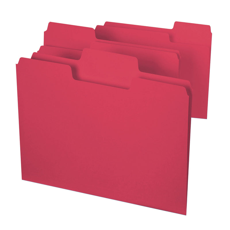 Smead SuperTab File Folder, 3 Tab, Letter Size, Red, 100/Box (11983)