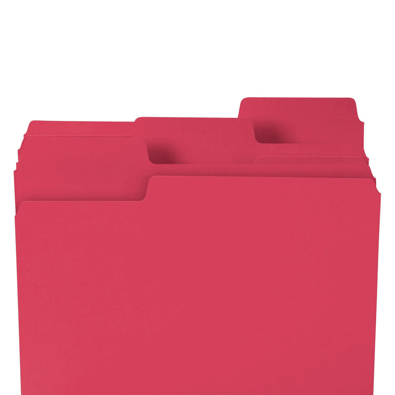 Smead SuperTab File Folder, 3 Tab, Letter Size, Red, 100/Box (11983)
