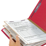 Smead SafeSHIELD 50% Recycled Heavy Duty Classification Folder, 2-Dividers, 2" Expansion, Legal Size, Bright Red, 10/Box