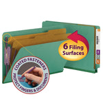 Smead 50% Recycled End Tab Pressboard Classification Folders, Legal Size, Green, 10/Box (29785)