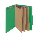 Smead SafeSHIELD 50% Recycled Heavy Duty Pressboard Classification Folder, 3-Dividers, 3" Expansion, Green, 50/Carton
