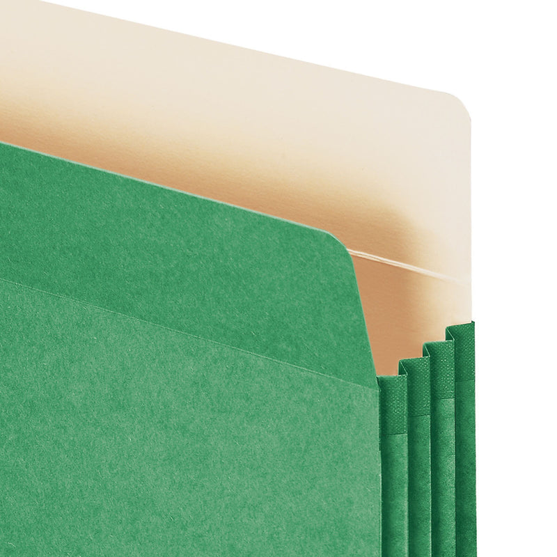 Smead Paper Stock File Pocket, 3.5" Expansion, Letter Size, Green (73226)