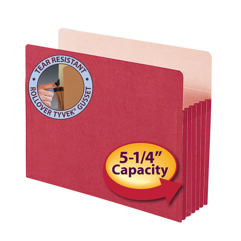 Smead File Pocket, Straight-Cut Tab, 5 1/4" Expansion, Letter Size, Red, Each (73241)