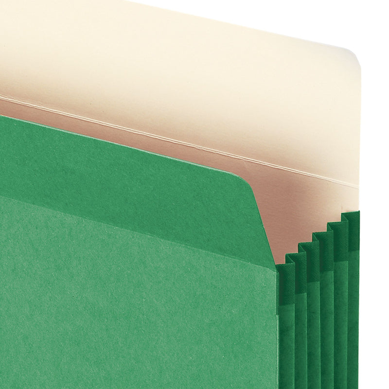 Smead Paper Stock File Pocket, 5.25" Expansion, Letter Size, Green (73236)