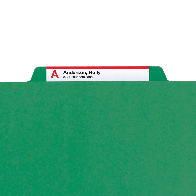 Smead SafeSHIELD® Pressboard Classification Folder, 3 Dividers, 3" Expansion, Legal Size, Green, 10/Box (19097)