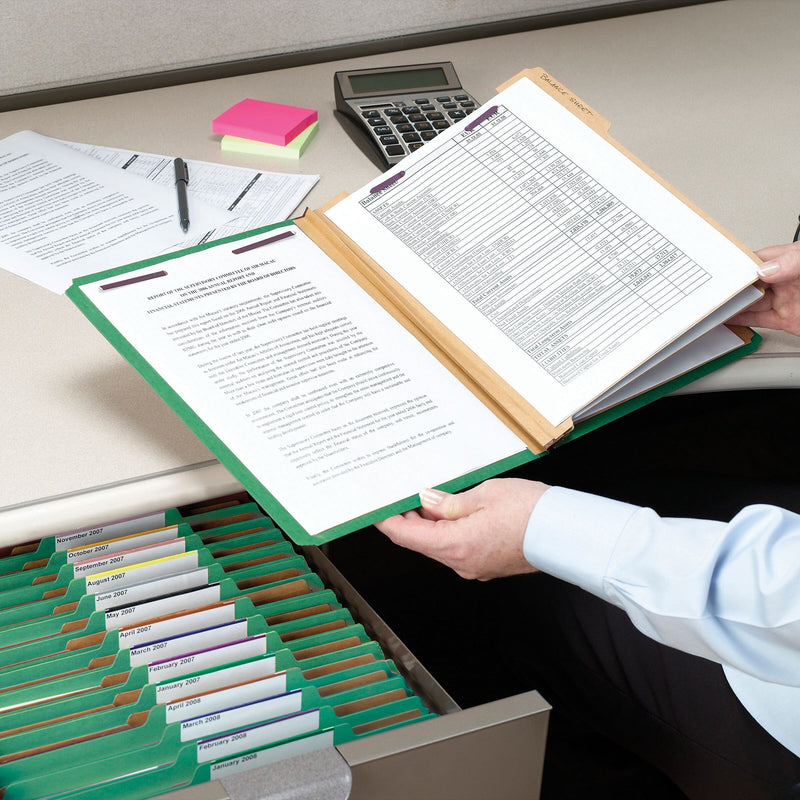 Smead SafeSHIELD® Pressboard Classification Folder, 3 Dividers, 3" Expansion, Legal Size, Green, 10/Box (19097)
