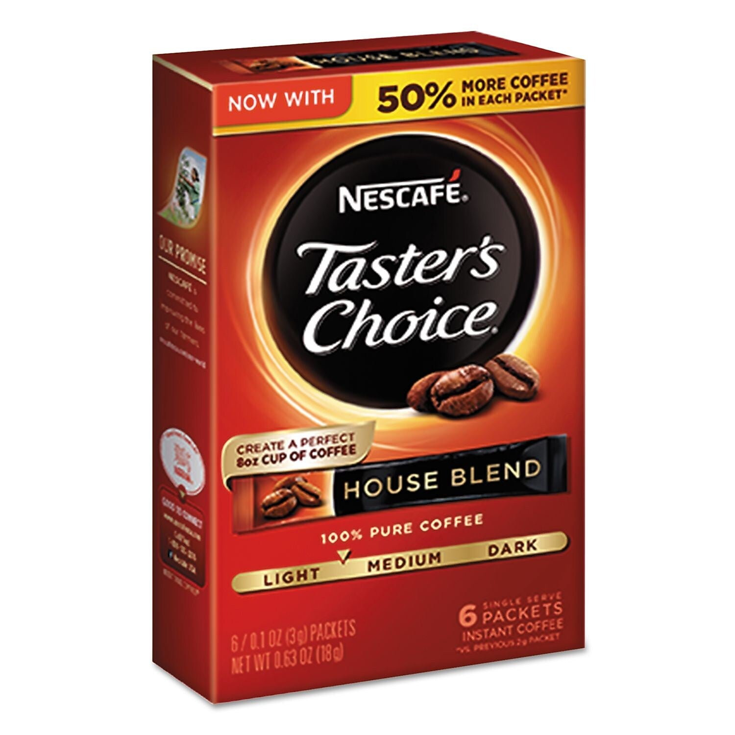 Nescafe Taster's Choice House Blend Coffee Packet, 0.1oz, 6/Box, 12 Boxs/Carton (NES32486)