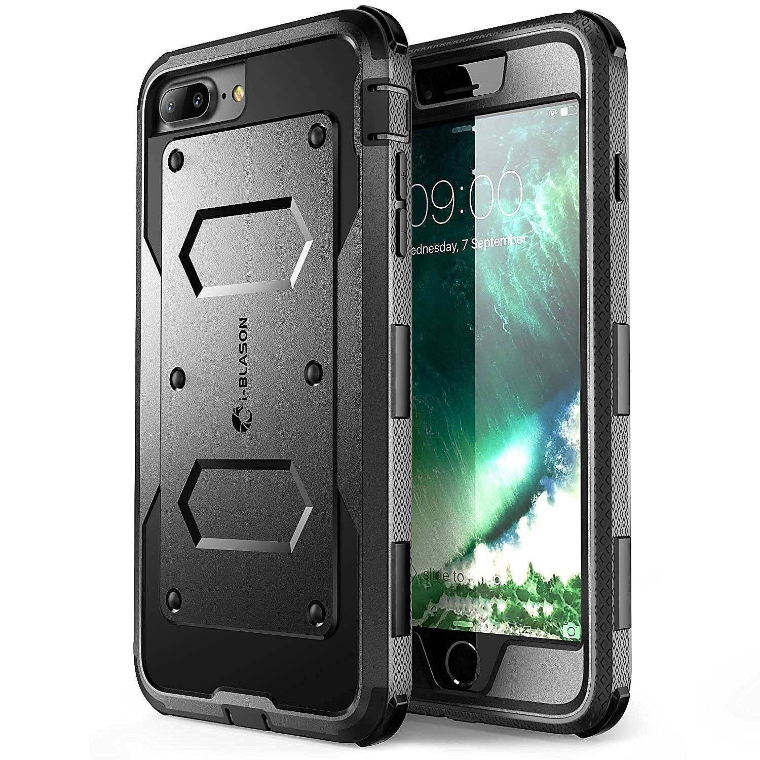 i-Blason Apple iPhone 7 Plus Armorbox Series Fullbody Protection Case with Screen and Holster - Black (752454313051)