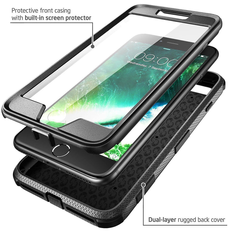 i-Blason Apple iPhone 7 Plus Armorbox Series Fullbody Protection Case with Screen and Holster - Black (752454313051)