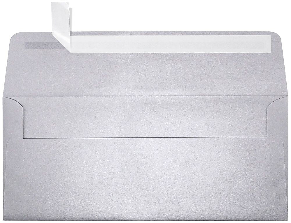 LUX 4 1/8" x 9 1/2" #10 80lbs. Square Flap Envelopes, Silver Metallic, 50/Pack