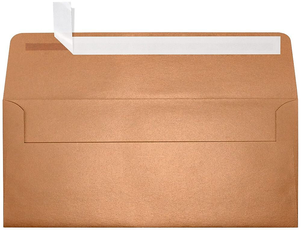 LUX 4 1/8" x 9 1/2" #10 80lbs. Square Flap Envelopes W/Glue Closure, Copper Metallic