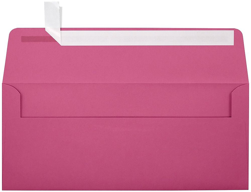 LUX 70lbs. 4 1/8" x 9 1/2" #10 Business Envelopes W/Peel & Press, Magenta Pink, 250/BX