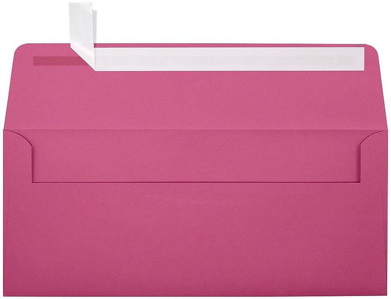 LUX 70lbs. 4 1/8" x 9 1/2" #10 Business Envelopes W/Peel & Press, Magenta Pink, 250/BX
