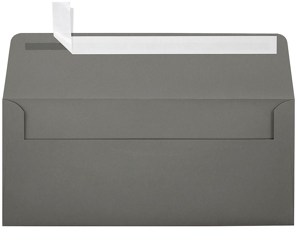 LUX 80lbs. 4 1/8" x 9 1/2" #10 Square Flap Envelopes, Smoke Gray, 250/BX