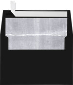 LUX A4 Foil Lined Invitation Envelopes (4 1/4 x 6 1/4) 50/Box, Black w/Silver LUX Lining (FLBK4872-03-50)