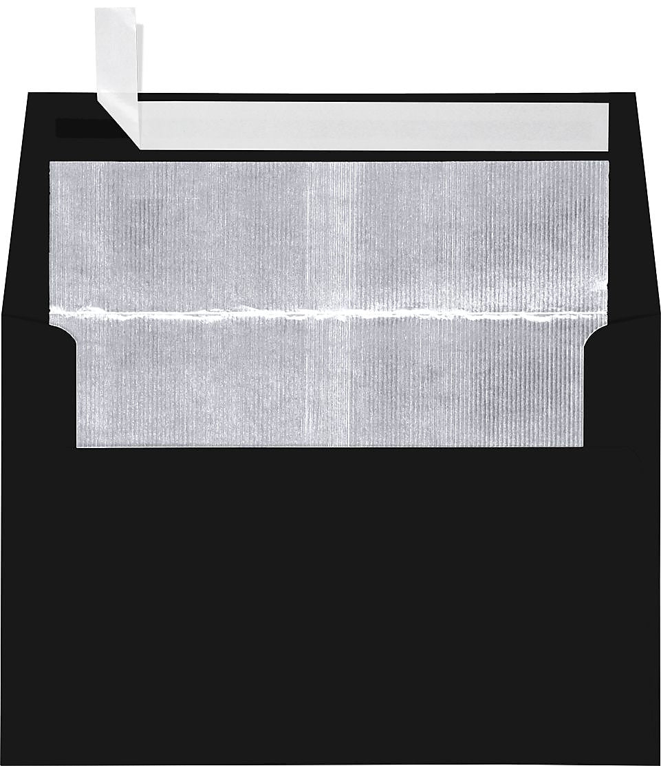 LUX A4 Foil Lined Invitation Envelopes (4 1/4 x 6 1/4) 250/Box, Black w/Silver LUX Lining (FLBK4872-03-250)