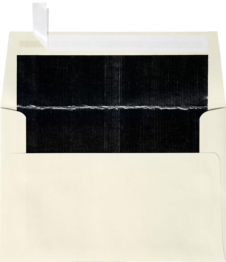 LUX A4 Foil Lined Invitation Envelopes (4 1/4 x 6 1/4) 50/Box, Natural w/Black LUX Lining (FLNT4872-02-50)