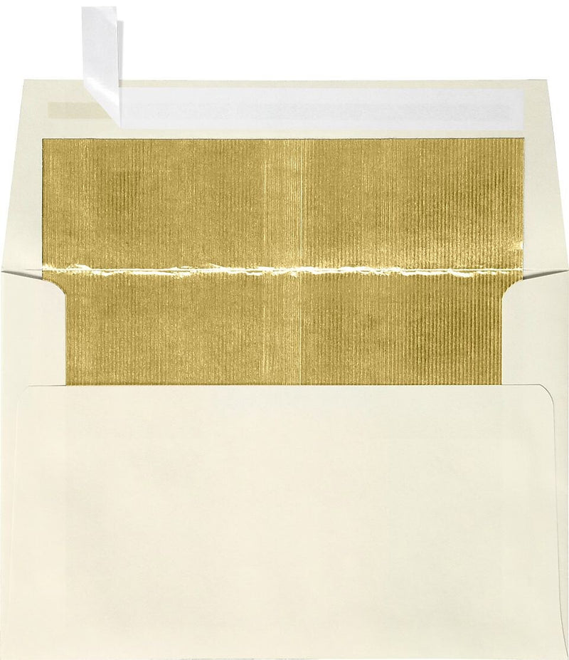 LUX A4 Foil Lined Invitation Envelopes (4 1/4 x 6 1/4) 50/Box, Natural w/Gold LUX Lining (FLNT4872-04-50)