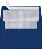 LUX A4 Foil Lined Invitation Envelopes (4 1/4 x 6 1/4) 50/Box, Navy w/Silver LUX Lining (FLNV4872-03-50)