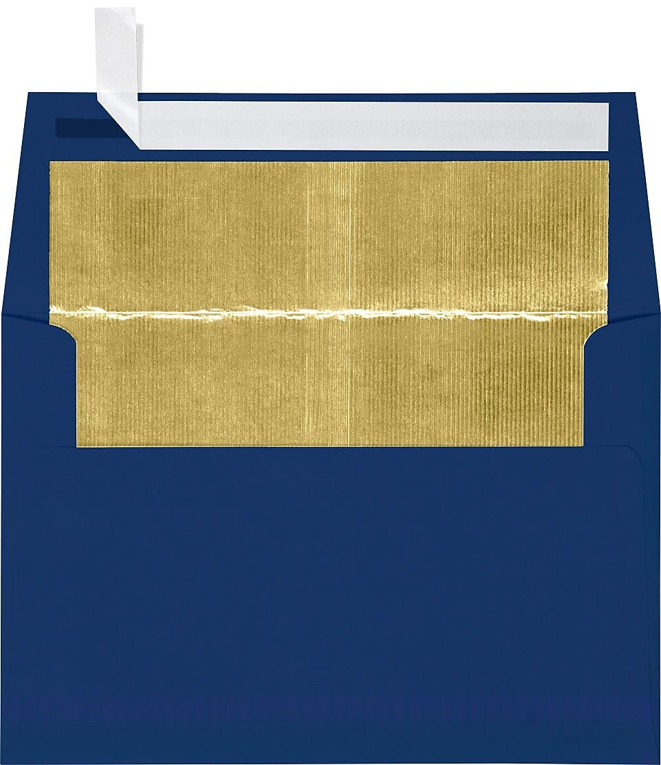 LUX A4 Foil Lined Invitation Envelopes (4 1/4 x 6 1/4) 50/Box, Navy w/Gold LUX Lining (FLNV4872-04-50)