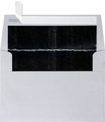 LUX A4 Foil Lined Invitation Envelopes (4 1/4 x 6 1/4) 50/Box, Silver w/Black LUX Lining (FLSL4872-02-50)
