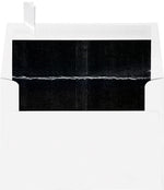 LUX A4 Foil Lined Invitation Envelopes (4 1/4 x 6 1/4) 50/Box, White w/Black LUX Lining (FLWH4872-02-50)