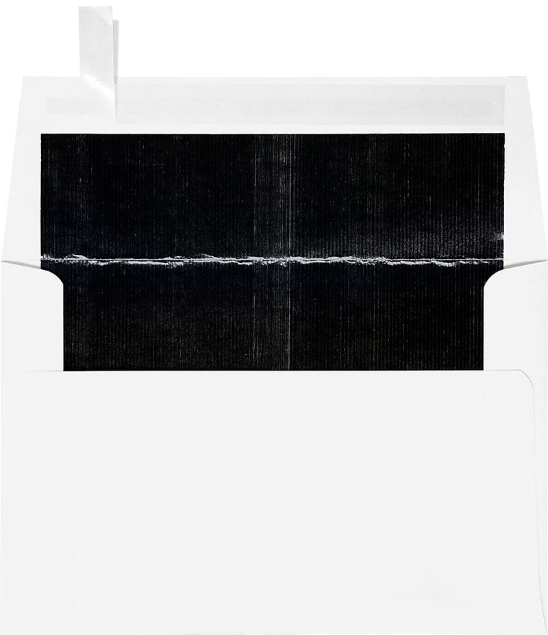 LUX A4 Foil Lined Invitation Envelopes (4 1/4 x 6 1/4) 50/Box, White w/Black LUX Lining (FLWH4872-02-50)