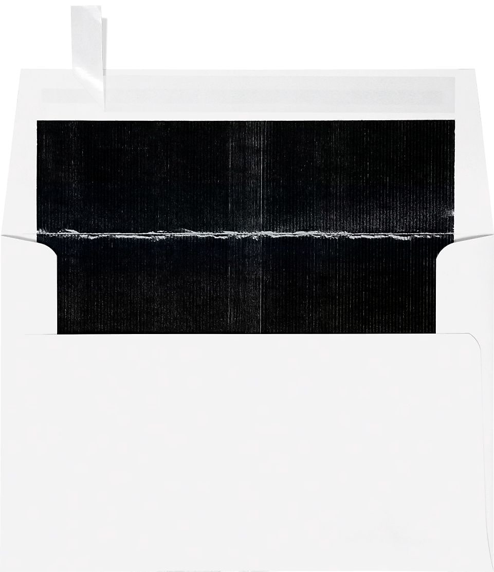 LUX A4 Foil Lined Invitation Envelopes (4 1/4 x 6 1/4) 1000/Box, White w/Black LUX Lining (FLWH4872-02-100)