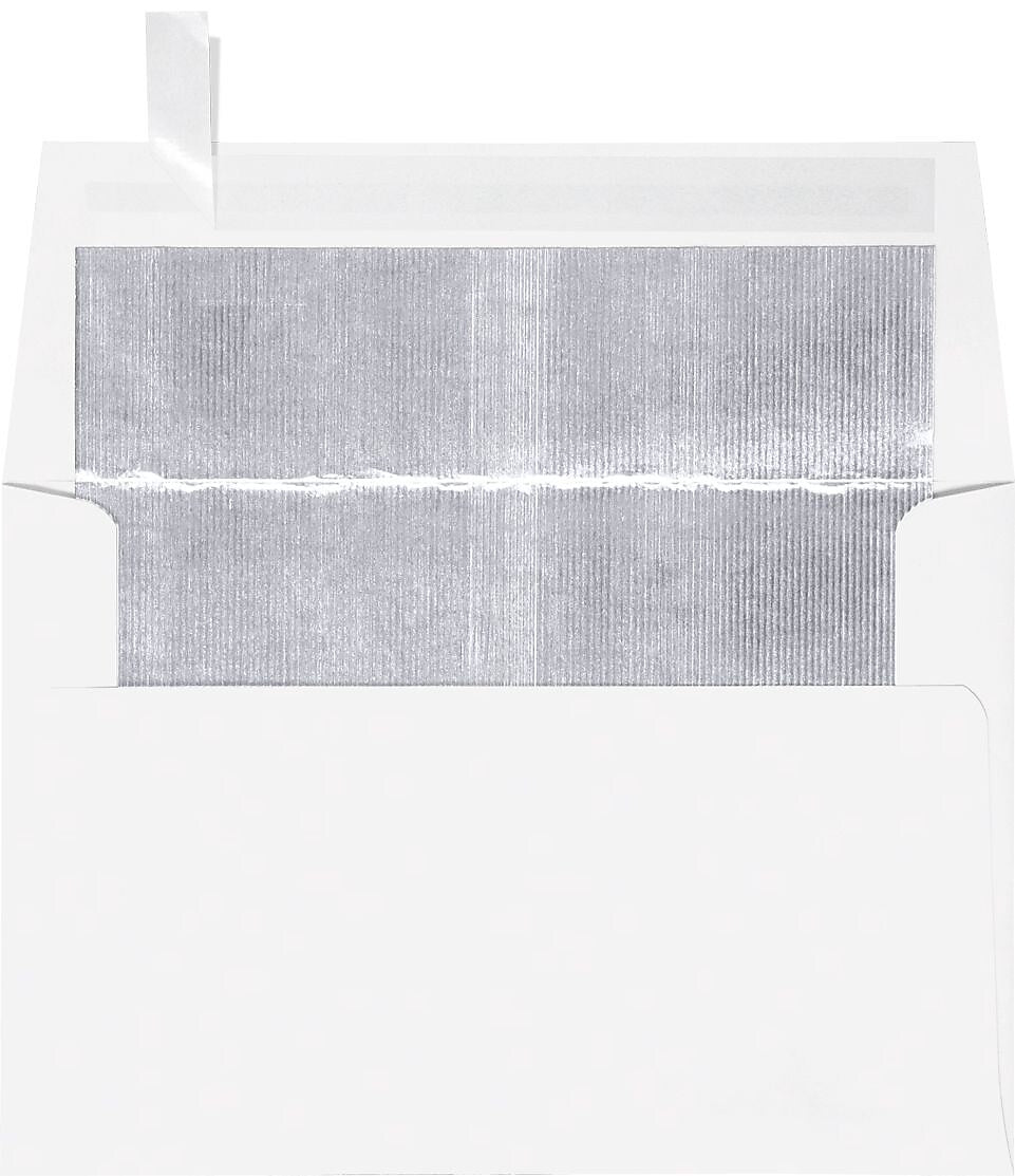 LUX A4 Foil Lined Invitation Envelopes (4 1/4 x 6 1/4) 1000/Box, White w/Silver LUX Lining (FLWH4872-031000)