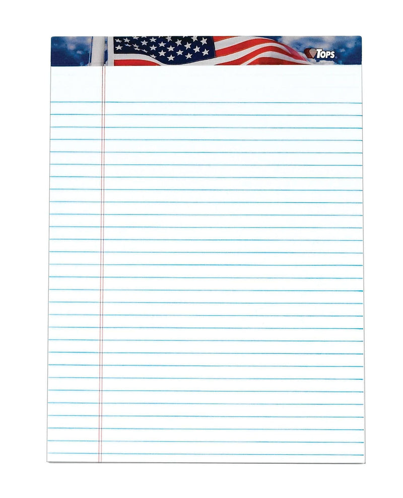 TOPS American Pride Notepads, 8.5" x 11.75", Wide, White, 50 Sheets/Pad, 12 Pads/Pack (TOP 75111)