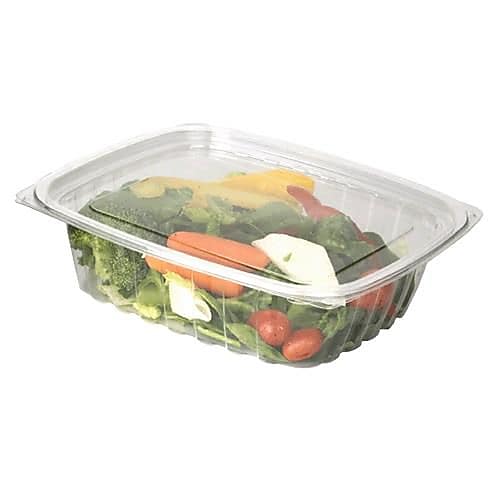 Eco-Products 24 Oz. PLA Rectangular Deli Containers with Lid, 7 1/2" L x 6 1/2" W x 2" H, Transparent, 200/Pack (EP-RC24)