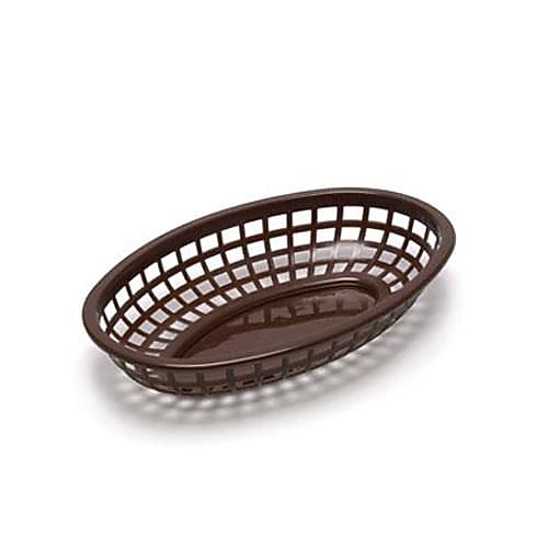 Tablecraft Oval Brown Plastic Baskets, 12/CT (1074BR)