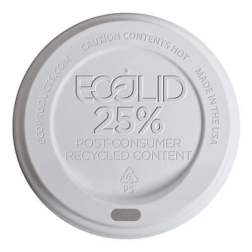 Eco-Products 10-20 Oz. White EcoLid® 25 Percent Post-Consumer Recycled Content Hot Cup Lids, White, 1000/Pack (EP-HL16-WR)