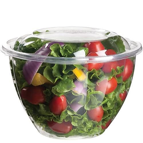 Eco-Products® 48oz PLA Salad Bowls with Lids, 6 11/16" Dia x 4 6/16" H, Clear, 150/Pack (EP-SB48)