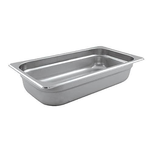 Winco Third Size 2 1/2" (Depth) Steam Table Pan, 12.8" L X 6.9" W X 2.5" H, Silver (SPJL-302)