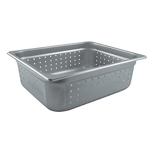 Update International Half Size 2 1/2" Perforated Steam Table Pan, 12-3/4" L x 10-3/8" W x 2-1/2" D, Silver (NJP-502PF)