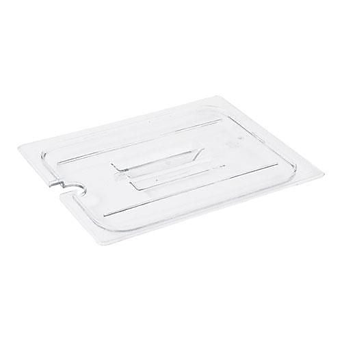 Cambro 1/2 Size Camwear® Notched Cover, 1 1/9" H x 10 3/7" W x 12 7/9" D, Clear (20CWCHN135)