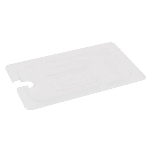 Cambro 1/4 Size Camwear® Notched Cover, 1 1/6" H x 6 1/3" W x 10 2/5" D, Clear (40CWCHN135)