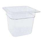 Cambro Camwear 6" Deep Full Size Clear Food Pan, 7" L x 6.4" W x 6" D (78466)