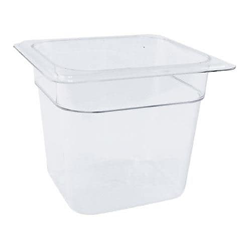 Cambro Camwear 6" Deep Full Size Clear Food Pan, 7" L x 6.4" W x 6" D (78466)