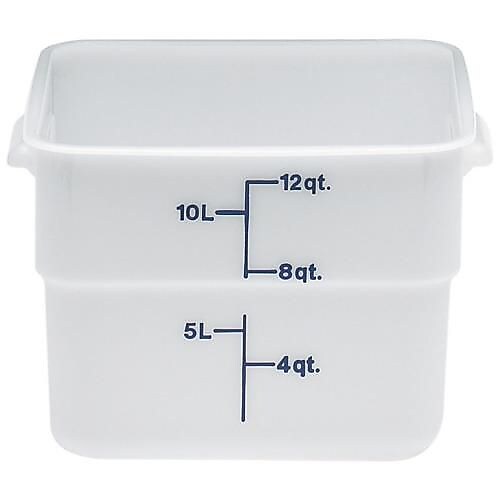Cambro 12 Qt. CamSquare® Food Storage Container, 11 1/4" L x 12 1/4" W x 8 1/4" H, White (12SFSP148)