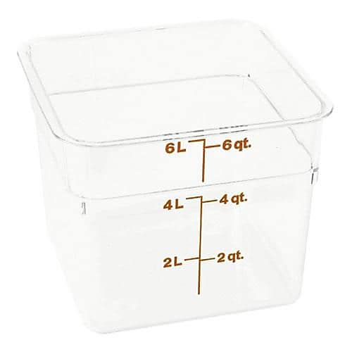 Cambro 6 Qt. CamSquare® Food Storage Container, 8 3/8" L x 8 3/8" W x 7 1/4" H, Clear (6SFSCW135)