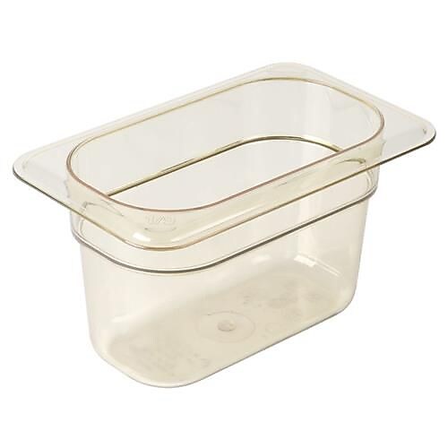 Cambro 1/9 Size 4" Deep H-Pan™ Food Pan, 6 15/16" L x 4 1/4" W, Amber (94HP150)