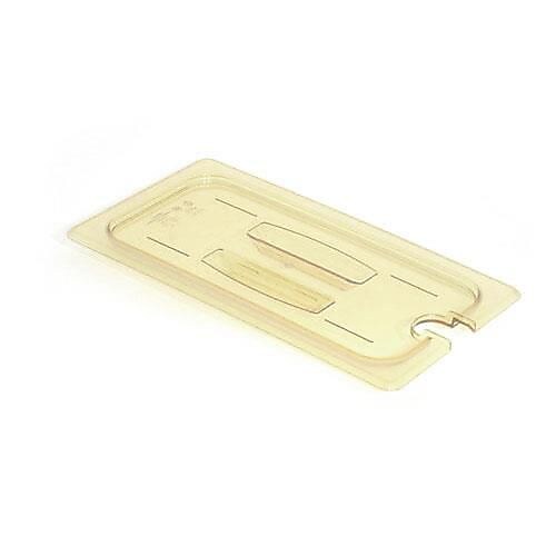 Cambro 1/6 Size Amber H-Pan™ Notched Cover With Handle, 6 15/16" L x 6 3/8" W, Amber (60HPCHN150)