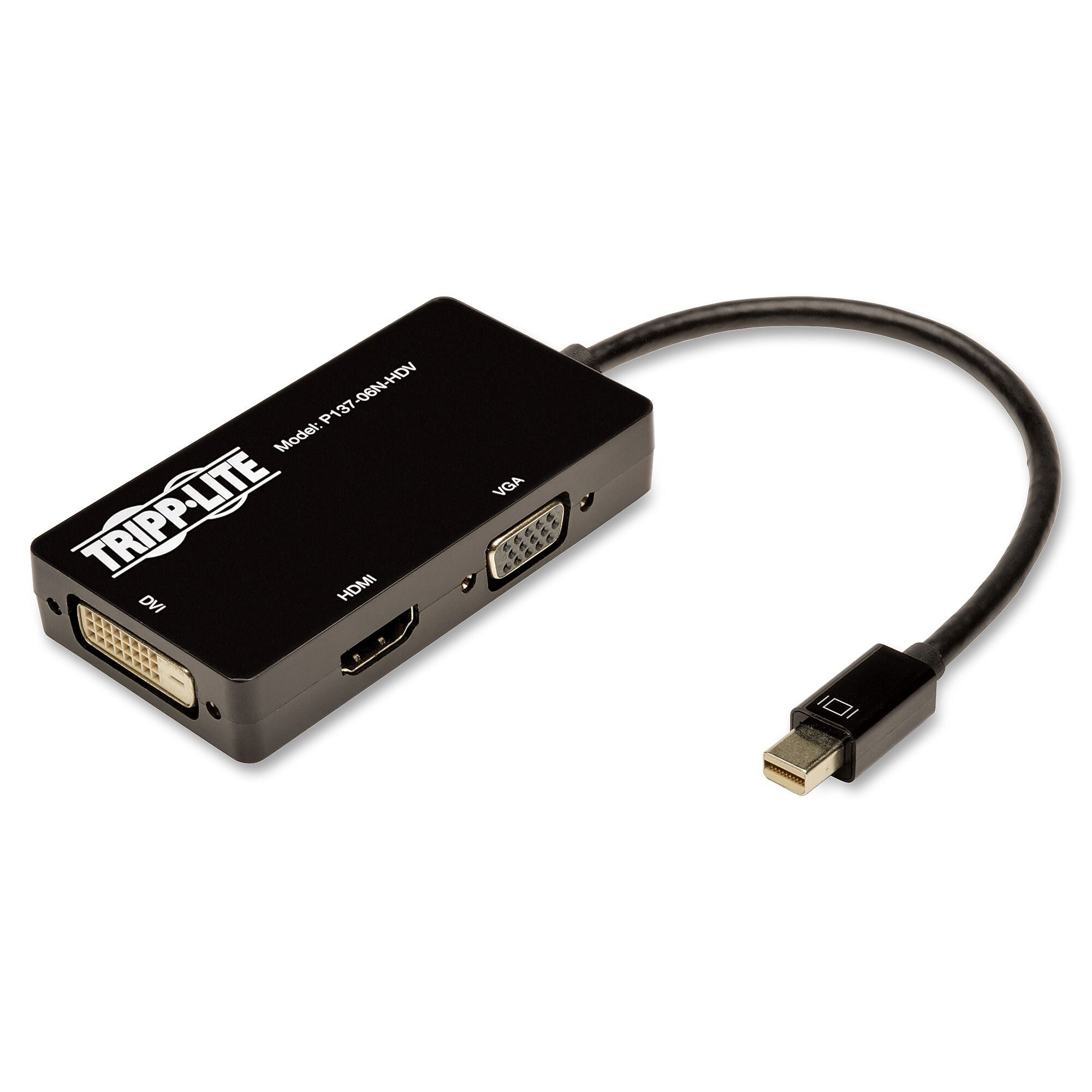 Tripp Lite 6in Mini DisplayPort to VGA/DVI/HDMI Adapter Converter