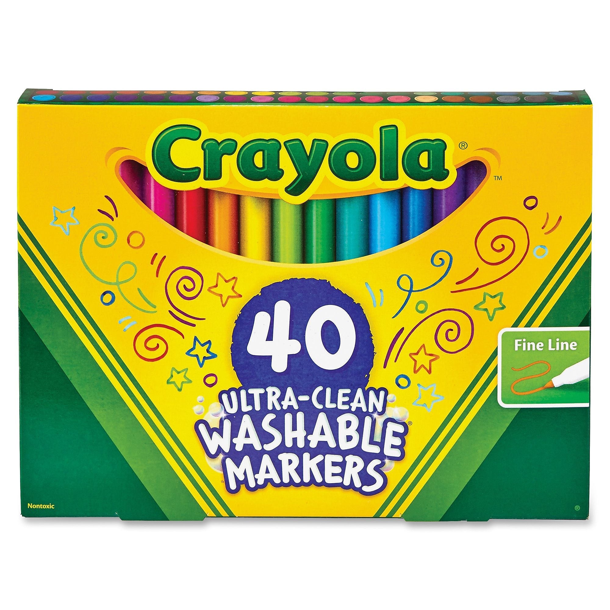 Crayola 40 Ultra-Clean Fine Line Washable Markers, Assorted, 40/Pack